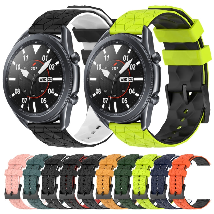 For Samsung Galaxy Watch3 45mm 22mm Football Pattern Two-Color Silicone Watch Band