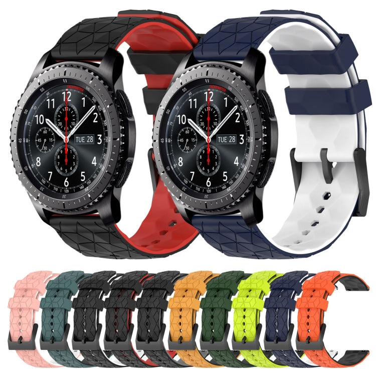For Samsung Gear S3 Frontier 22mm Football Pattern Two-Color Silicone Watch Band