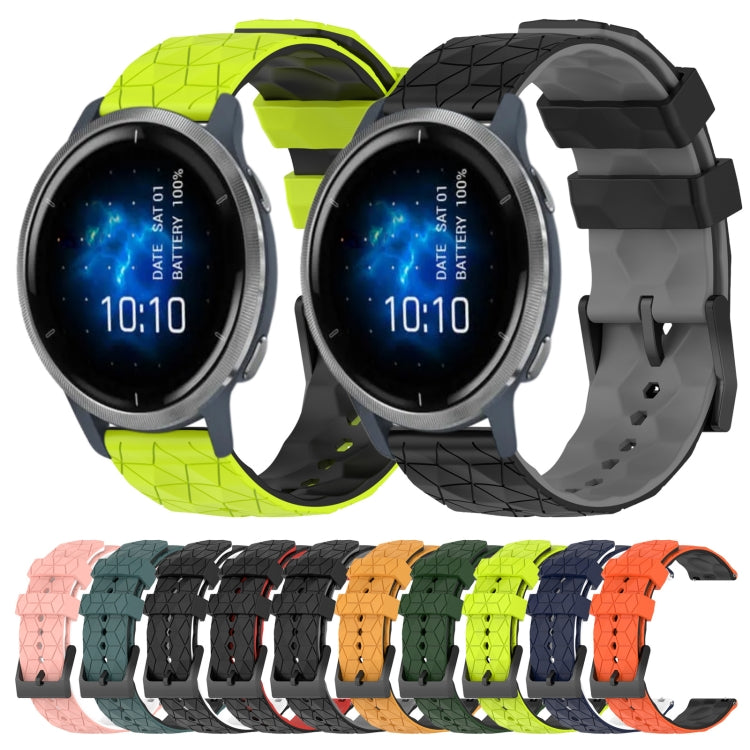 For Garmin Venu 2 22mm Football Pattern Two-Color Silicone Watch Band
