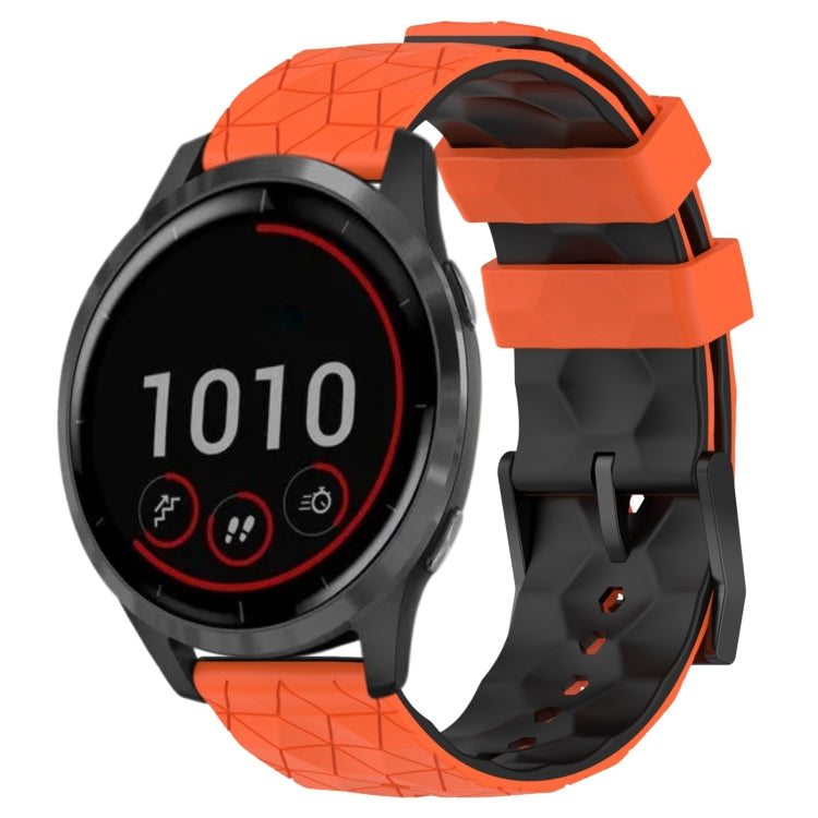 For Garmin Vivoactive4 22mm Football Pattern Two-Color Silicone Watch Band