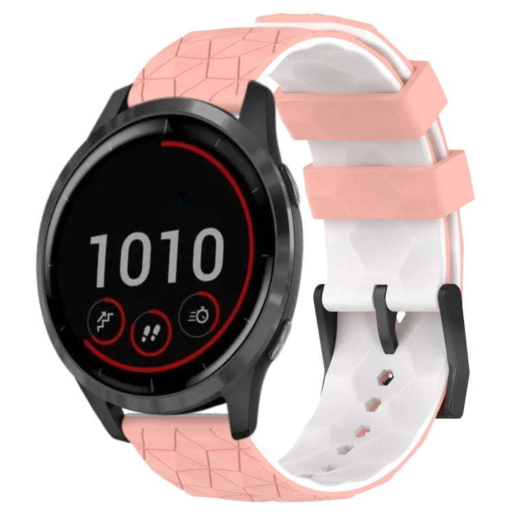 For Garmin Vivoactive4 22mm Football Pattern Two-Color Silicone Watch Band