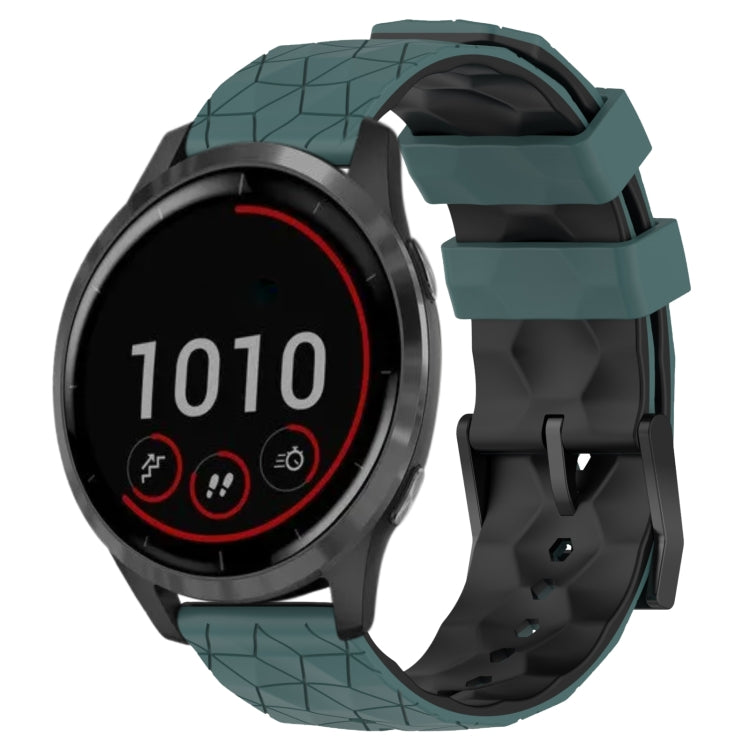 For Garmin Vivoactive4 22mm Football Pattern Two-Color Silicone Watch Band