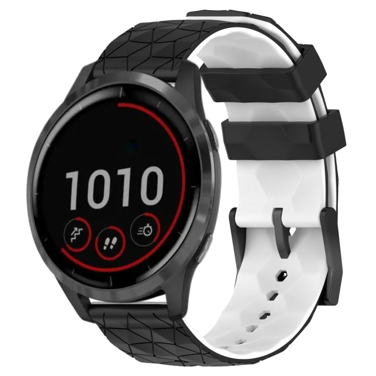 For Garmin Vivoactive4 22mm Football Pattern Two-Color Silicone Watch Band