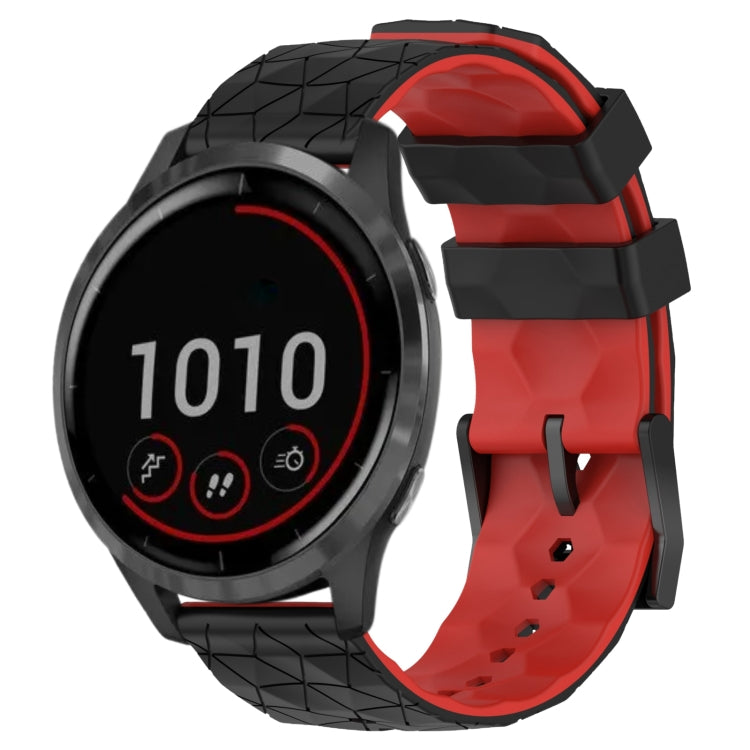 For Garmin Vivoactive4 22mm Football Pattern Two-Color Silicone Watch Band