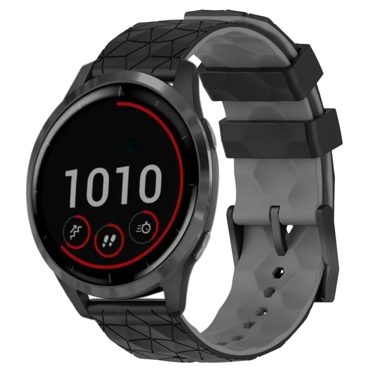 For Garmin Vivoactive4 22mm Football Pattern Two-Color Silicone Watch Band