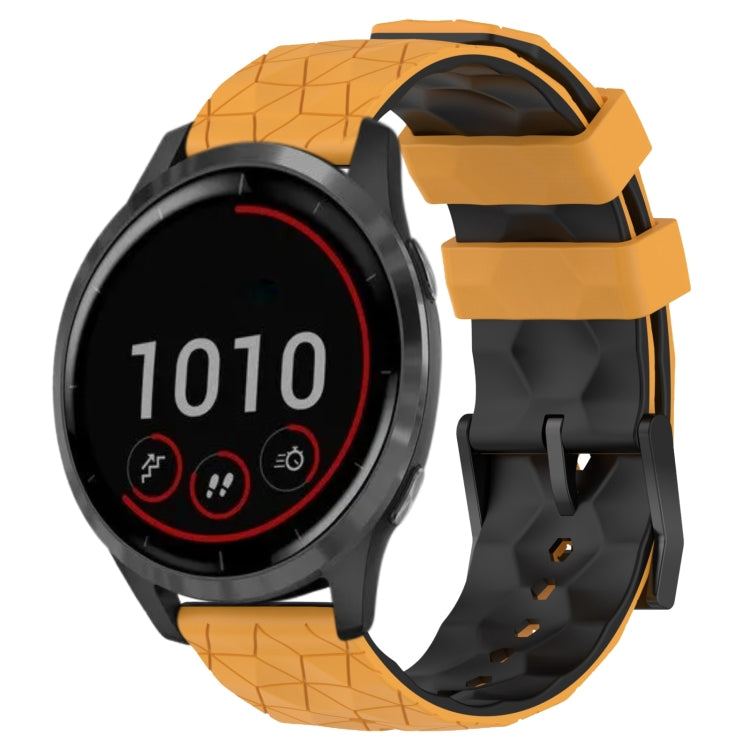 For Garmin Vivoactive4 22mm Football Pattern Two-Color Silicone Watch Band