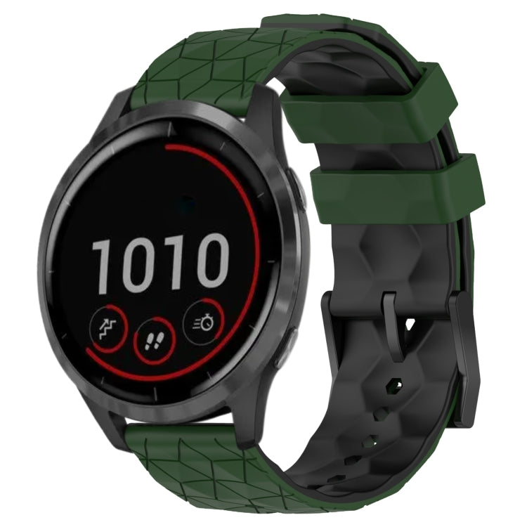 For Garmin Vivoactive4 22mm Football Pattern Two-Color Silicone Watch Band