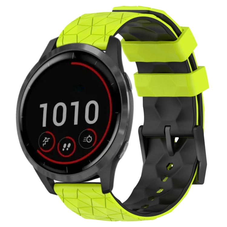 For Garmin Vivoactive4 22mm Football Pattern Two-Color Silicone Watch Band