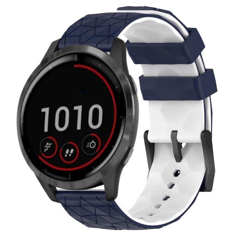 For Garmin Vivoactive4 22mm Football Pattern Two-Color Silicone Watch Band