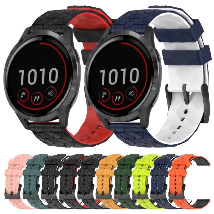 For Garmin Vivoactive4 22mm Football Pattern Two-Color Silicone Watch Band