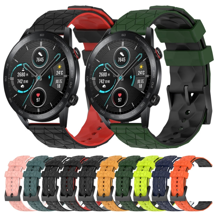 For Honor MagicWatch2 42mm 20mm Football Pattern Two-Color Silicone Watch Band