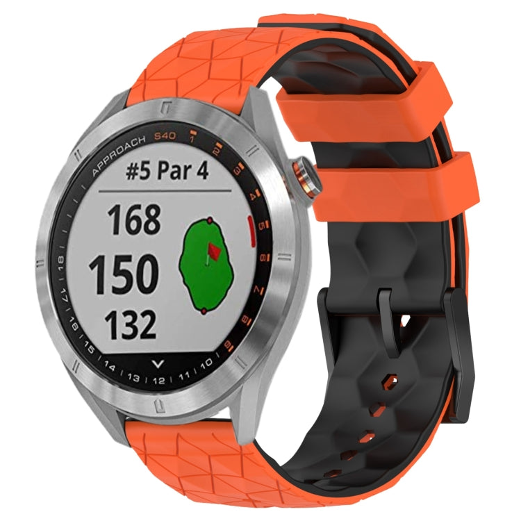 For Garmin Approach S40 20mm Football Pattern Two-Color Silicone Watch Band