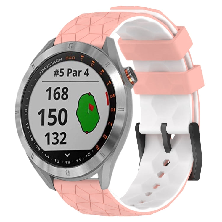 For Garmin Approach S40 20mm Football Pattern Two-Color Silicone Watch Band