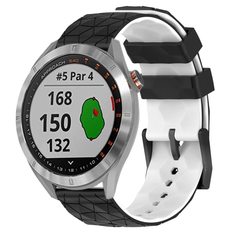 For Garmin Approach S40 20mm Football Pattern Two-Color Silicone Watch Band