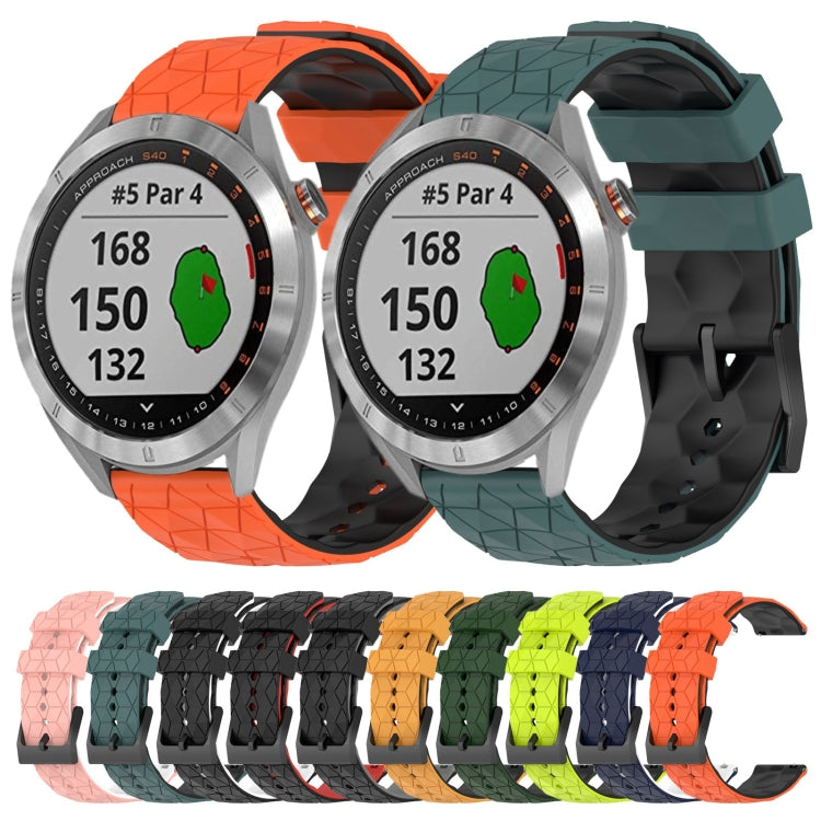 For Garmin Approach S40 20mm Football Pattern Two-Color Silicone Watch Band