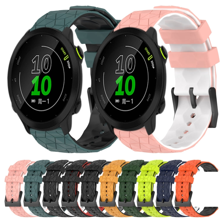 For Garmin Forerunner 158 20mm Football Pattern Two-Color Silicone Watch Band