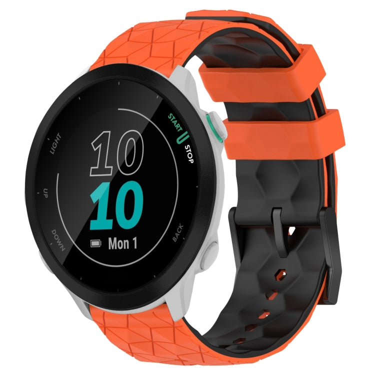 For Garmin Forerunner 55 20mm Football Pattern Two-Color Silicone Watch Band
