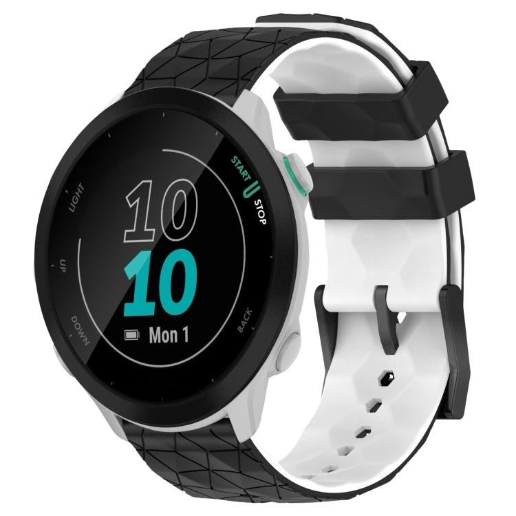 For Garmin Forerunner 55 20mm Football Pattern Two-Color Silicone Watch Band