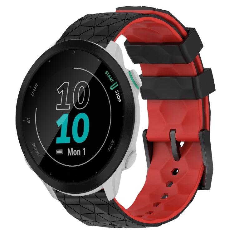 For Garmin Forerunner 55 20mm Football Pattern Two-Color Silicone Watch Band
