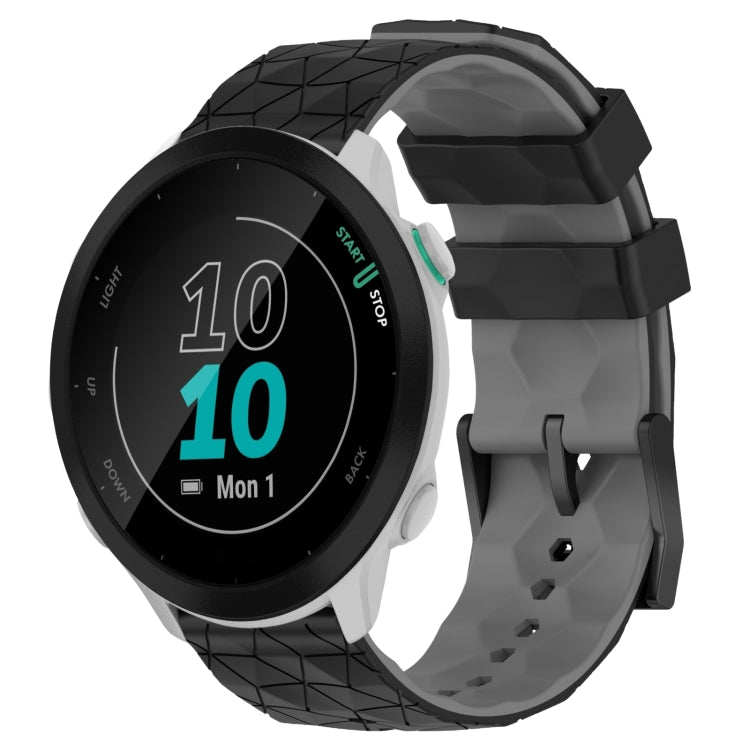 For Garmin Forerunner 55 20mm Football Pattern Two-Color Silicone Watch Band