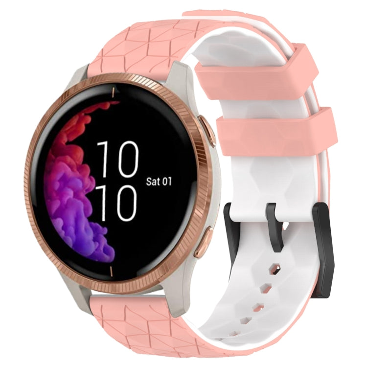 For Garmin Venu 20mm Football Pattern Two-Color Silicone Watch Band