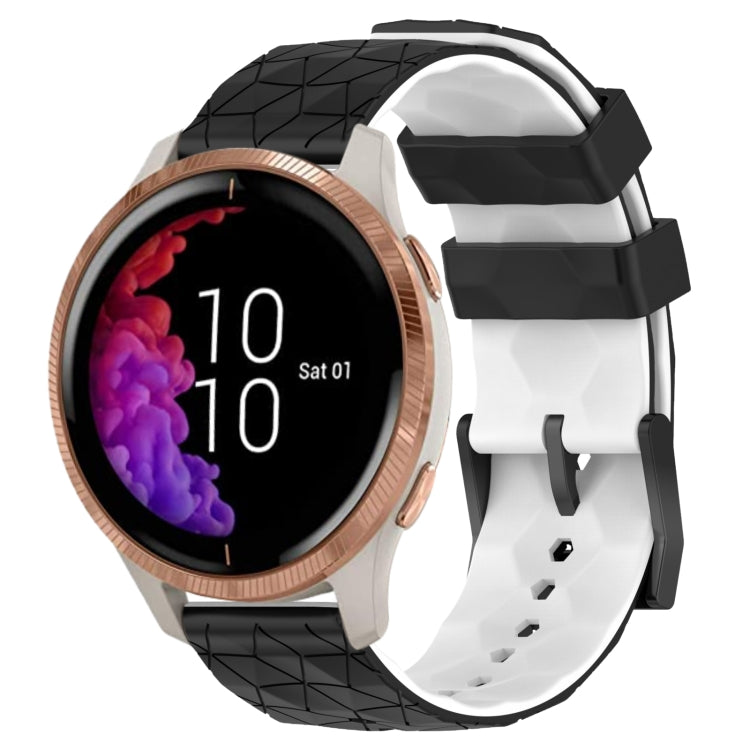 For Garmin Venu 20mm Football Pattern Two-Color Silicone Watch Band