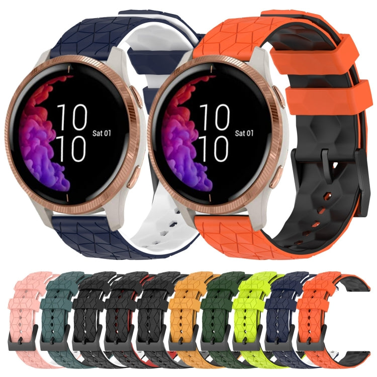 For Garmin Venu 20mm Football Pattern Two-Color Silicone Watch Band