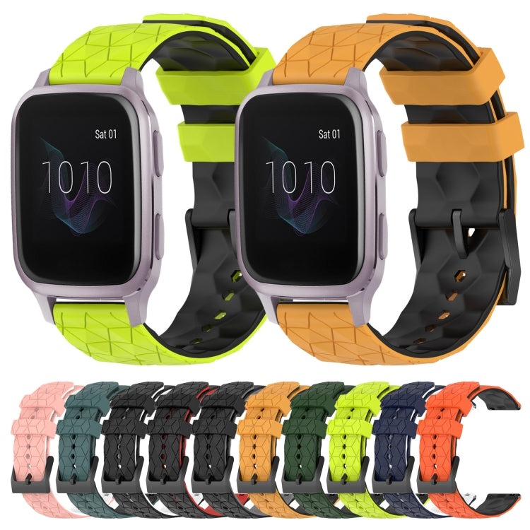 For Garmin Venu SQ 20mm Football Pattern Two-Color Silicone Watch Band