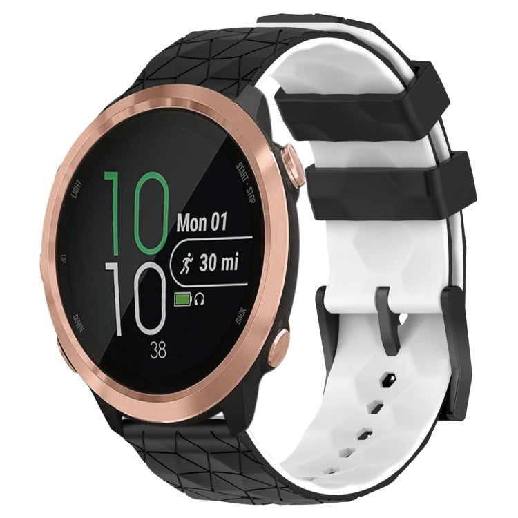 For Garmin Forerunner 645 Music 20mm Football Pattern Two-Color Silicone Watch Band