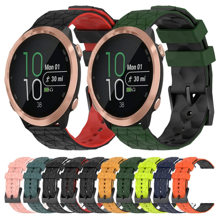 For Garmin Forerunner 645 Music 20mm Football Pattern Two-Color Silicone Watch Band