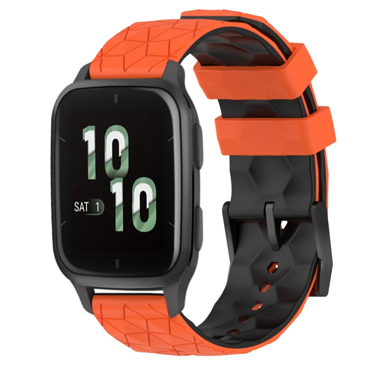 For Garmin Forerunner Sq2 20mm Football Pattern Two-Color Silicone Watch Band