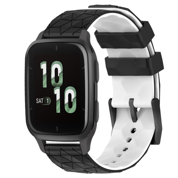 For Garmin Forerunner Sq2 20mm Football Pattern Two-Color Silicone Watch Band
