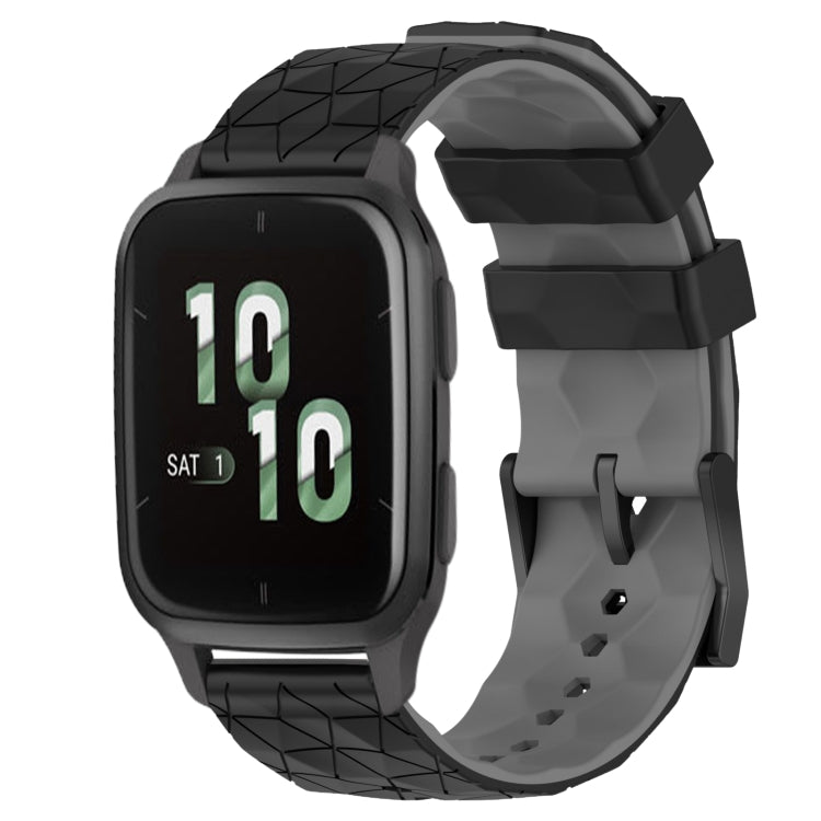 For Garmin Forerunner Sq2 20mm Football Pattern Two-Color Silicone Watch Band