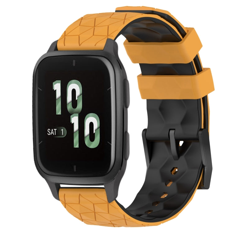 For Garmin Forerunner Sq2 20mm Football Pattern Two-Color Silicone Watch Band