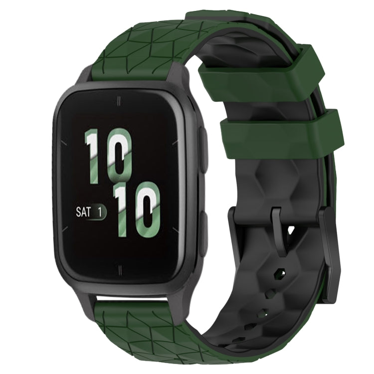For Garmin Forerunner Sq2 20mm Football Pattern Two-Color Silicone Watch Band