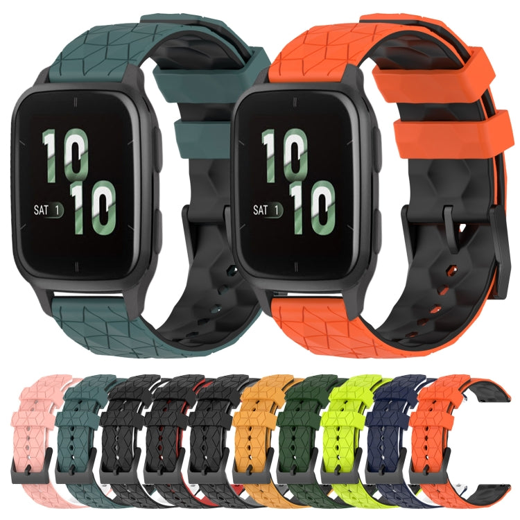 For Garmin Forerunner Sq2 20mm Football Pattern Two-Color Silicone Watch Band