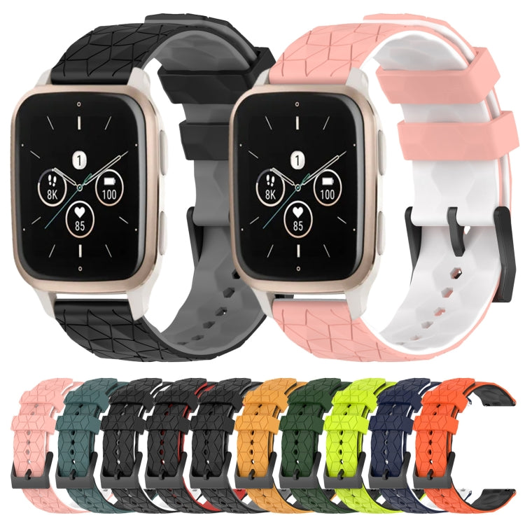 For Garmin Forerunner Sq2 Music 20mm Football Pattern Two-Color Silicone Watch Band