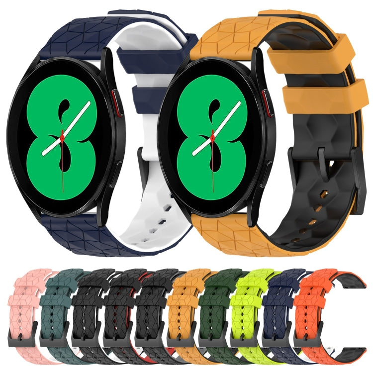 For Samsung Galaxy Watch 4 44mm 20mm Football Pattern Two-Color Silicone Watch Band