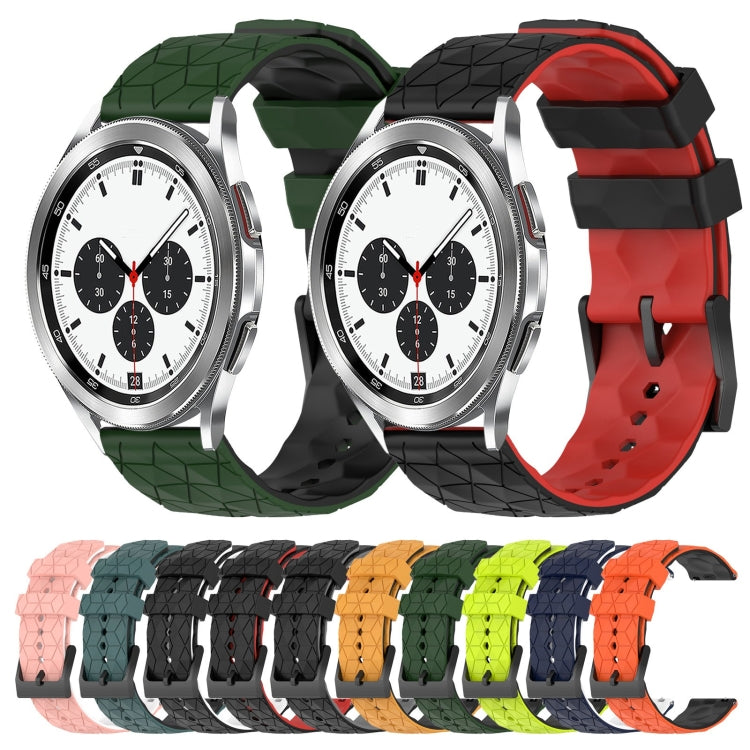 For Samsung  Galaxy Watch 4 Classic 42mm 20mm Football Pattern Two-Color Silicone Watch Band