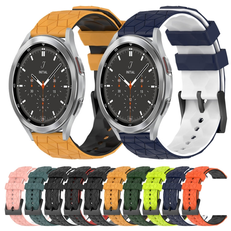 For Samsung  Galaxy Watch 4 Classic 46mm 20mm Football Pattern Two-Color Silicone Watch Band