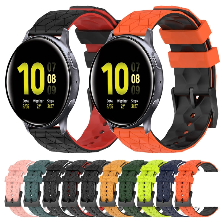 For Samsung Galaxy Watch Active 2 44mm 20mm Football Pattern Two-Color Silicone Watch Band