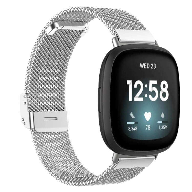 For Fitbit Versa 4 / Versa 3 / Sense 2 / Sense Integrated Milan Buckle Fine Mesh Metal Watch Band