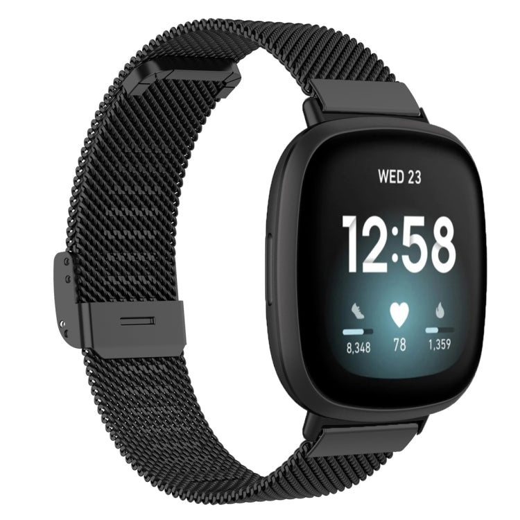 For Fitbit Versa 4 / Versa 3 / Sense 2 / Sense Integrated Milan Buckle Fine Mesh Metal Watch Band