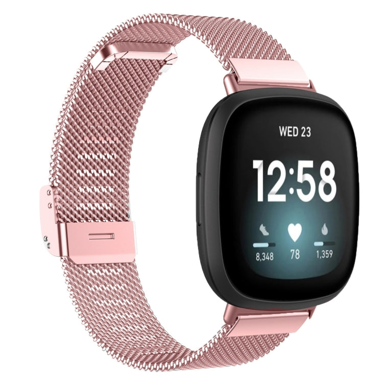 For Fitbit Versa 4 / Versa 3 / Sense 2 / Sense Integrated Milan Buckle Fine Mesh Metal Watch Band