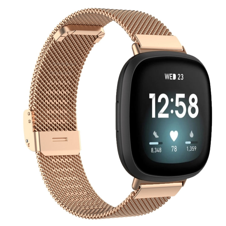 For Fitbit Versa 4 / Versa 3 / Sense 2 / Sense Integrated Milan Buckle Fine Mesh Metal Watch Band