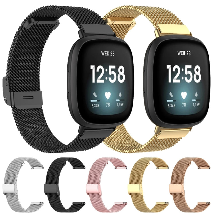 For Fitbit Versa 4 / Versa 3 / Sense 2 / Sense Integrated Milan Buckle Fine Mesh Metal Watch Band
