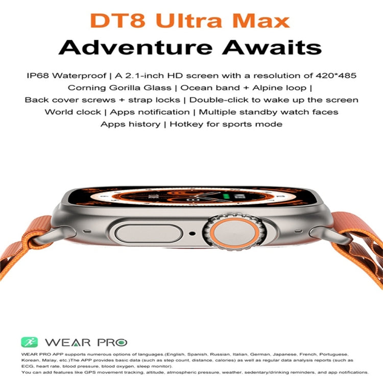 DT8 Ultra Max 2.1 inch Color Screen Smart Watch,Support Heart Rate Monitoring / Blood Pressure Monitoring