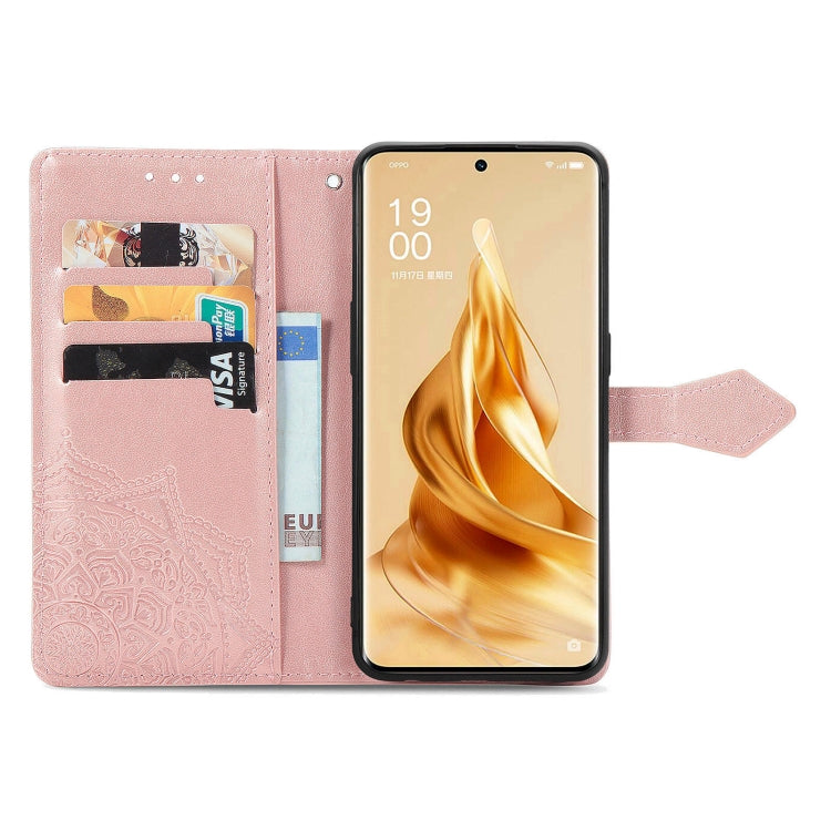 For OPPO Reno9 Mandala Flower Embossed Leather Phone Case