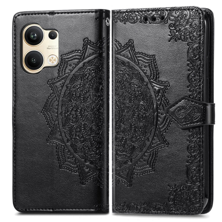 For OPPO Reno9 Mandala Flower Embossed Leather Phone Case