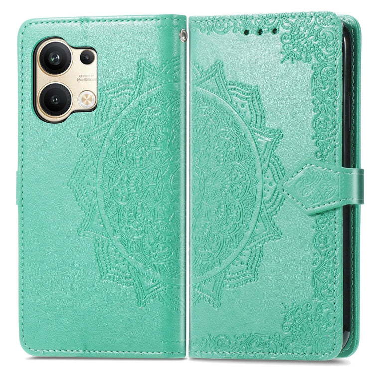 For OPPO Reno9 Mandala Flower Embossed Leather Phone Case